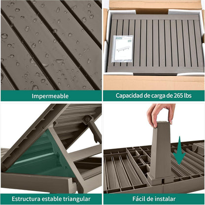 Sonnenliege Gartenliege mit Kissen 200kg Taupe Verstellbare