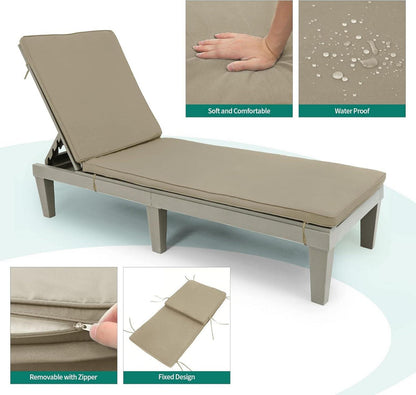 YITAHOME Sonnenliege Taupe mit Verstellbarer Rückenlehne & Kissen