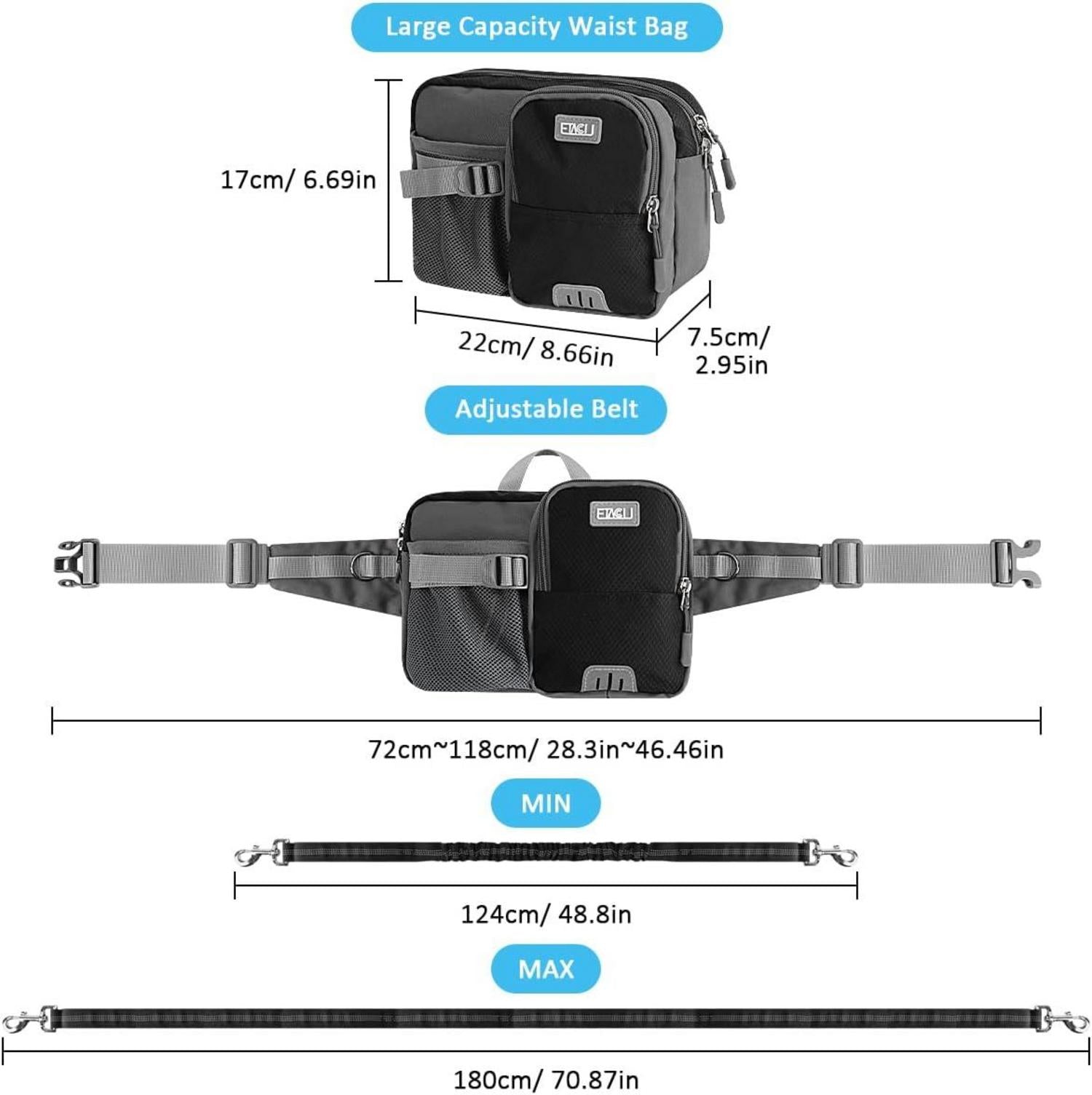 ETACCU Hunde Joggingleine mit Bauchgurt, Jogging Hundeleine