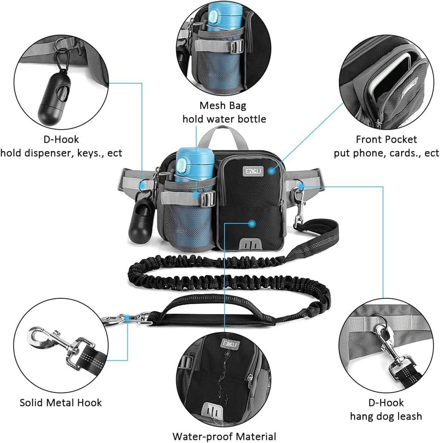 ETACCU Joggingleine Hunde Bauchgurt Laufleine Reflektierend 124-180 cm
