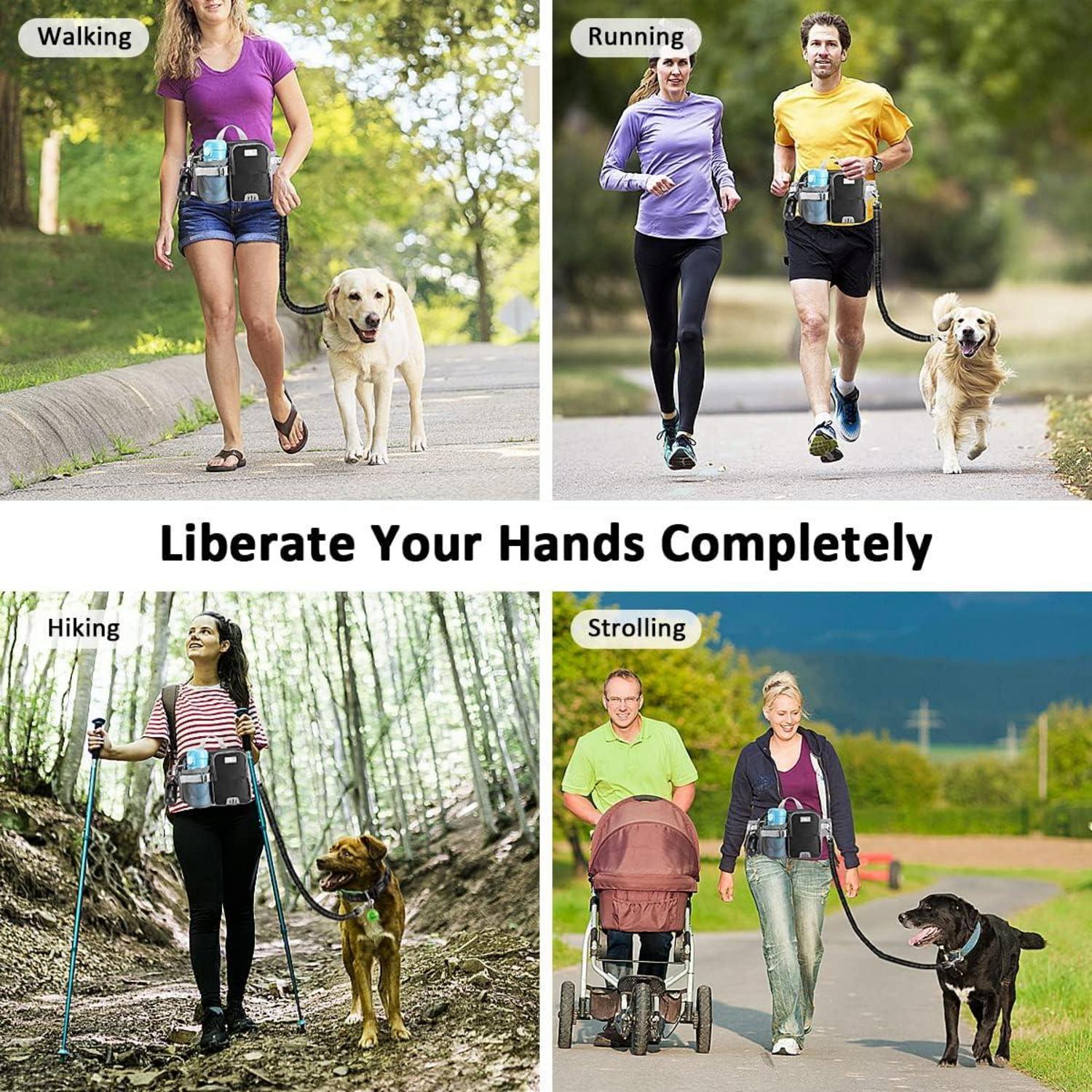 Joggingleine Hunde mit Bauchgurt, Freihandleine große und mittelgroße