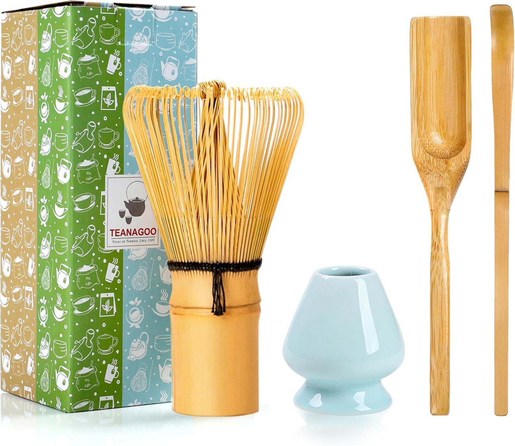 Matcha-Zeremonie Zubehörset Bambus Porzellan blau Celadon
