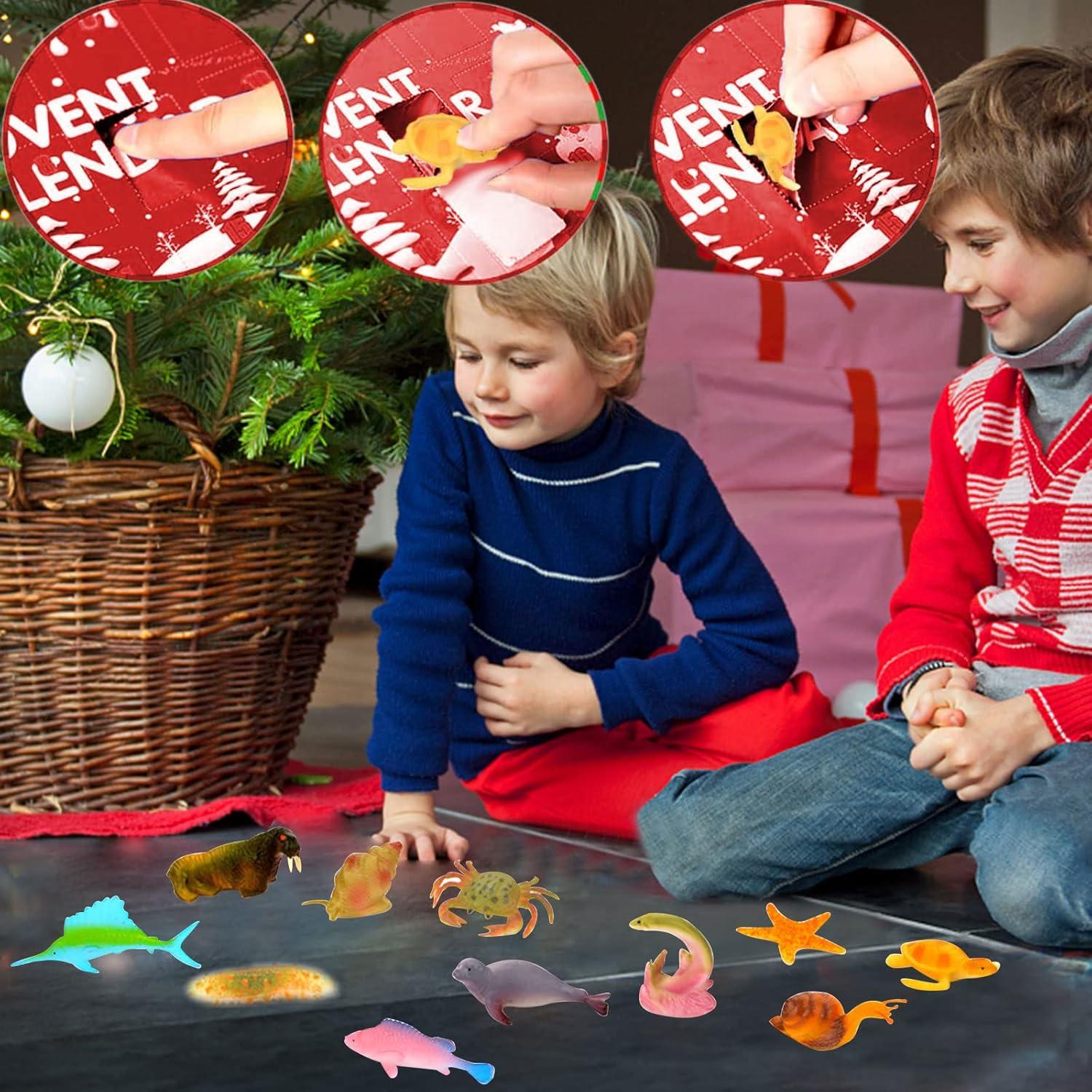Adventskalender Kinder 2023 Meereslebewesen 24 Stück Spielzeug Jungen