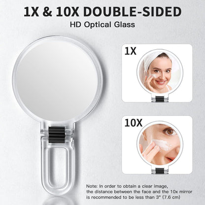 Beautifive Handspiegel mit 10x Vergrößerung, Faltbarer