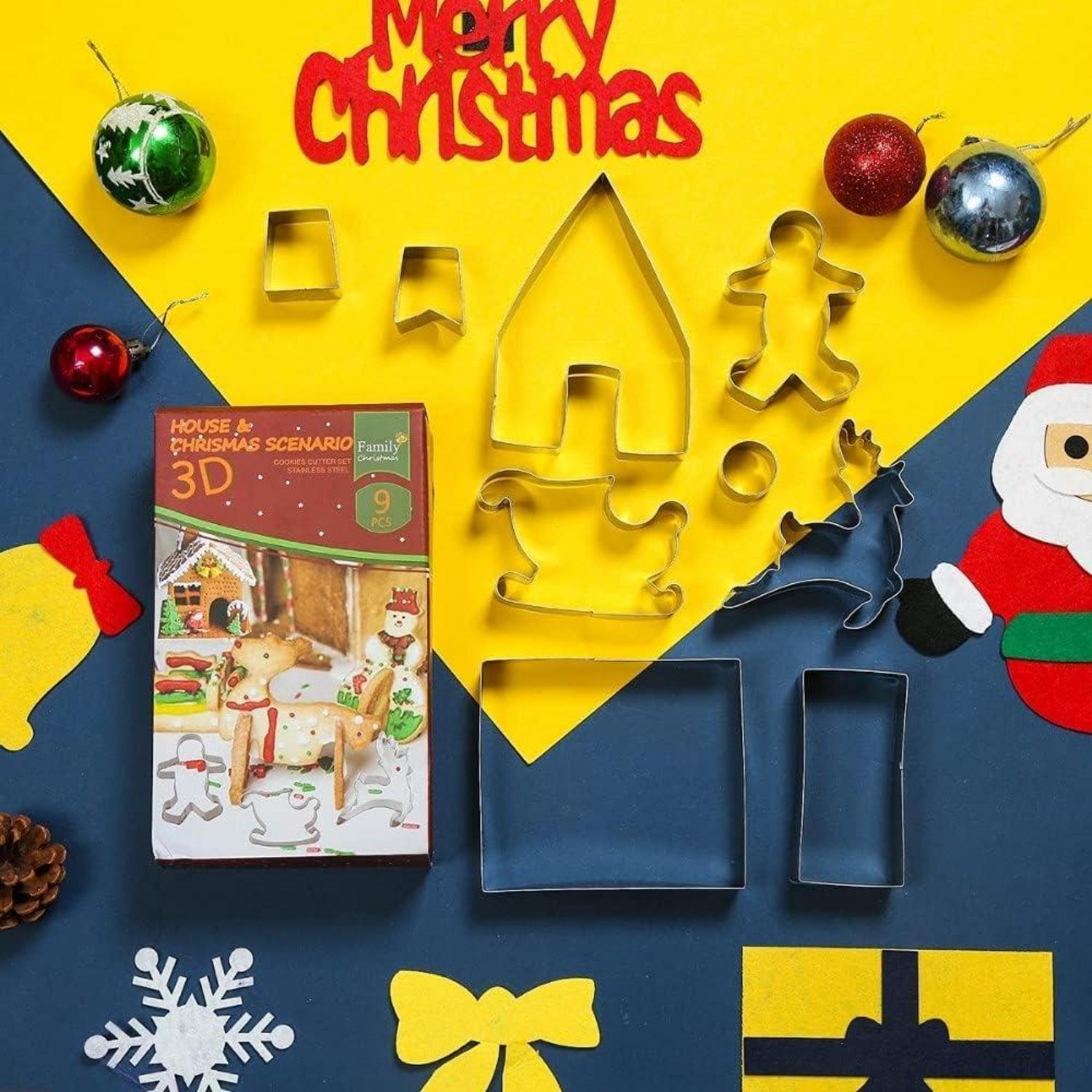 Weihnachtsausstecher Set Edelstahl Lebkuchenhaus Rentier Schlitten