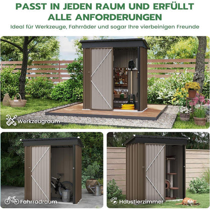 Gartenhaus Metall 162x86 cm mit Pultdach & Fundamentrahmen