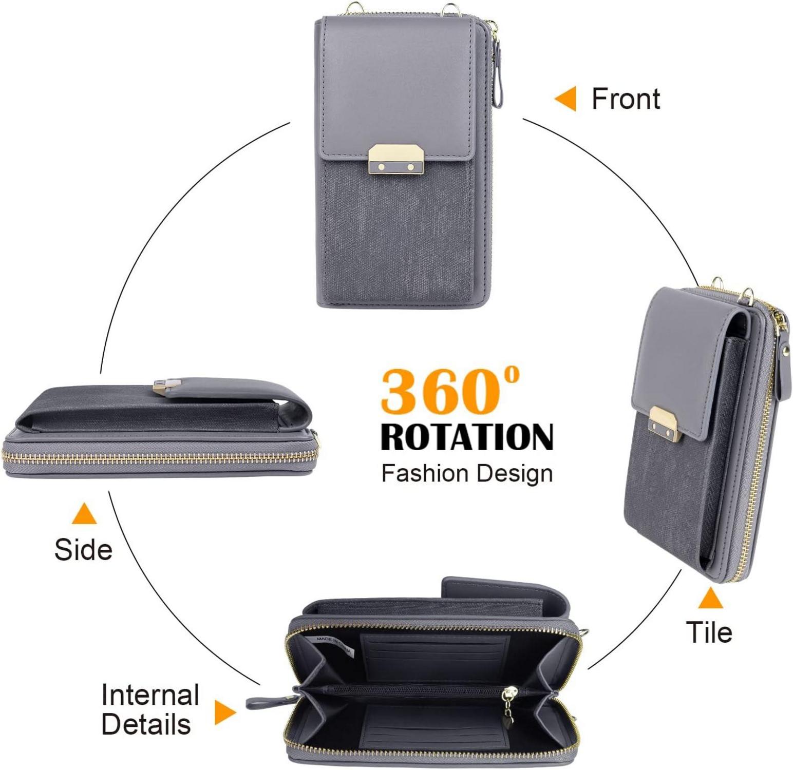 Damen PU Leder Umhängetasche Brieftasche Geldbörse Smartphone Mini