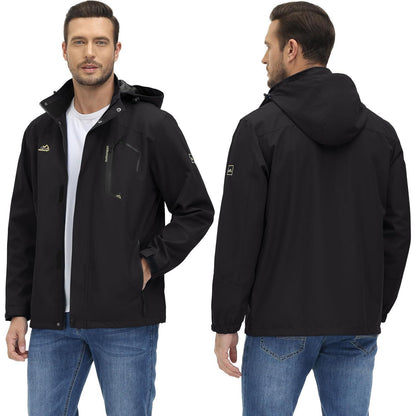 Herren Outdoorjacke wasserabweisend mit Kapuze XL Schwarz