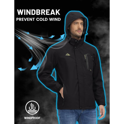Herren Outdoorjacke wasserabweisend mit Kapuze XL Schwarz