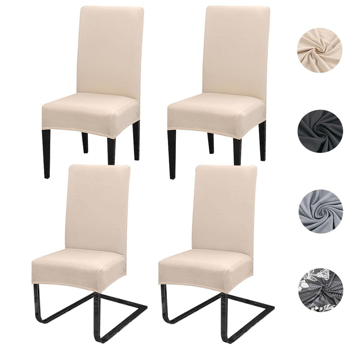 Stretch Stuhlhussen 4er Set – Beige für Esszimmer & Bankett