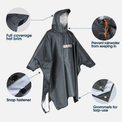Leichter Wasserdichter Regenponcho mit Kapuze für Outdoor & Camping