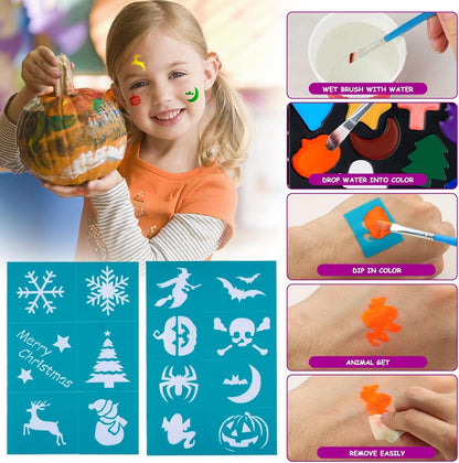 Kinderschminke Set 17 Farben Halloween Gesichts- und Körperfarben