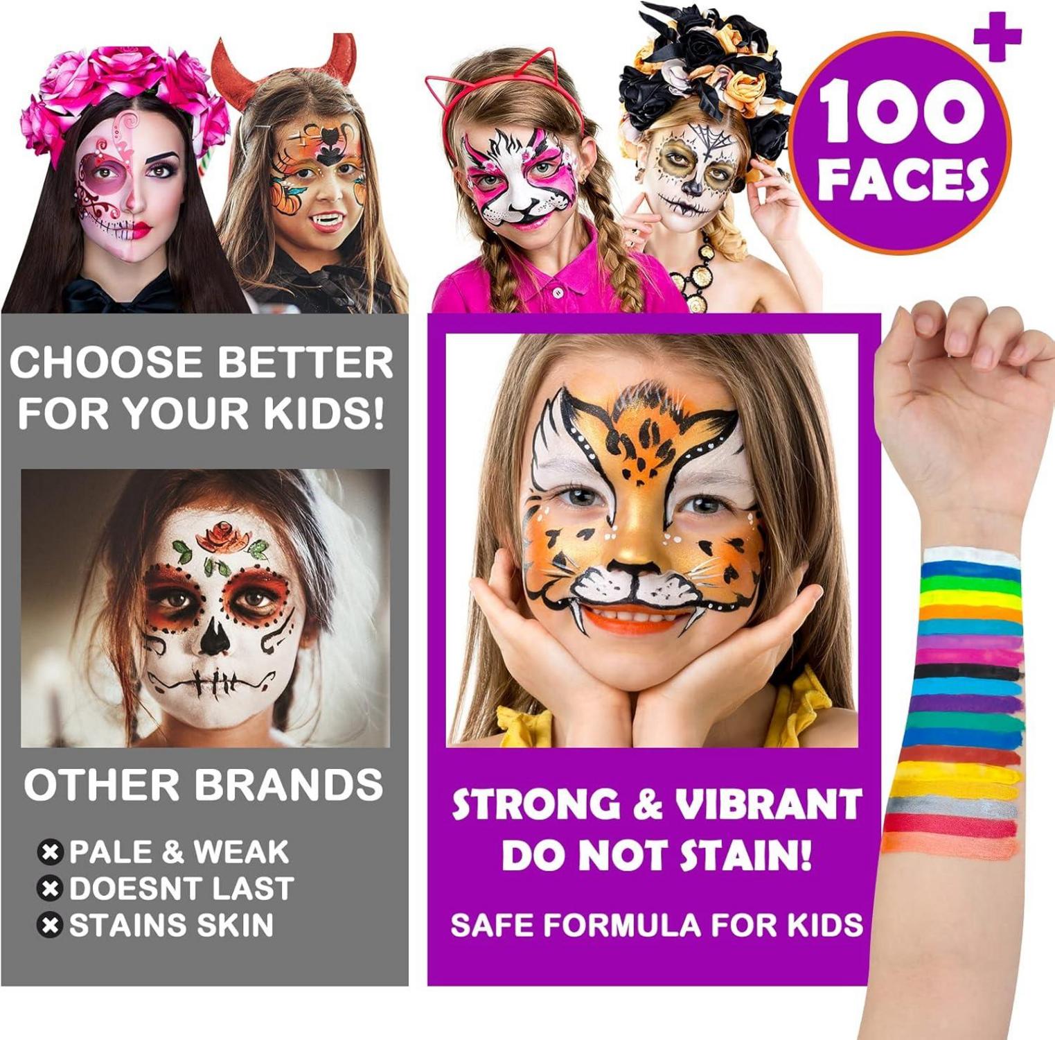 Kinderschminke Set 17 Farben Halloween Gesichts- und Körperfarben