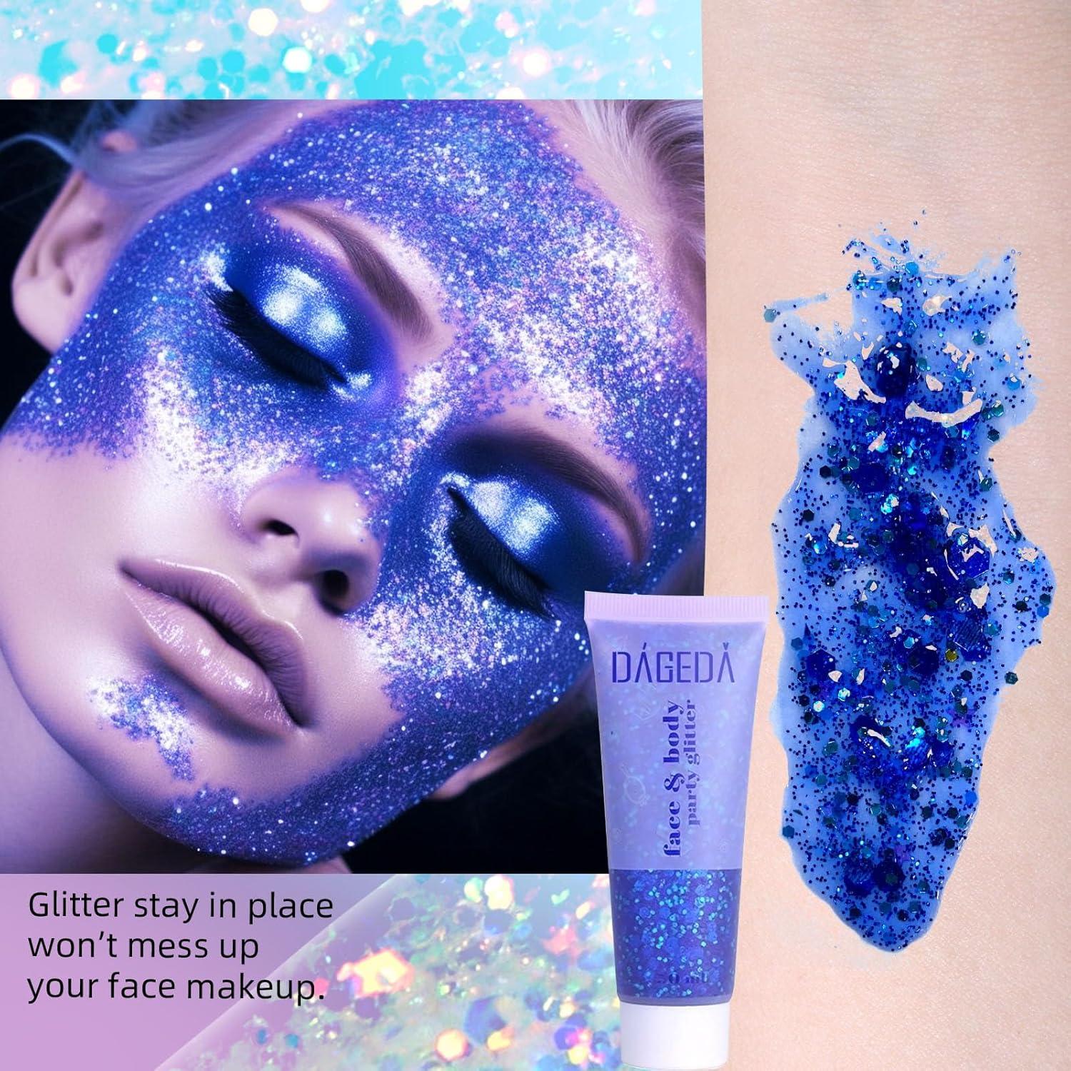 Glitter Gel 50ml Body Face Sequins Shimmer Makeup Blue