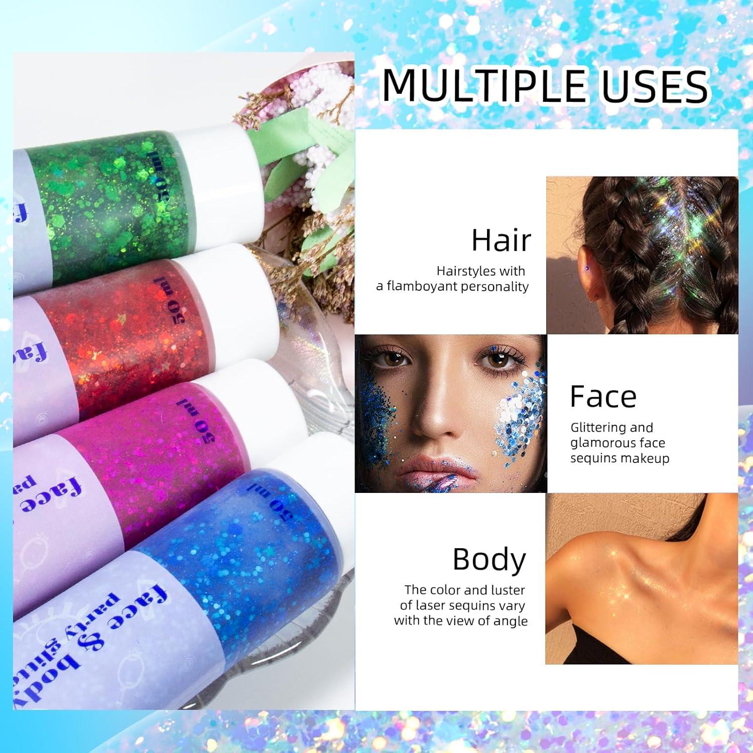 Body Glitter Gel Face Sequins Shimmer Liquid Chunky Glitter