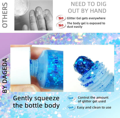 Prreal Body Glitter Gel Sequins Shimmer Liquid Eyeshadow Blue 50ml