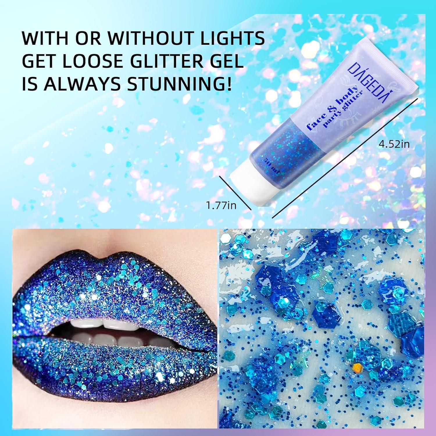 Prreal Glitter Gel 50ml Face Body Sequins Shimmer Holographic Blue