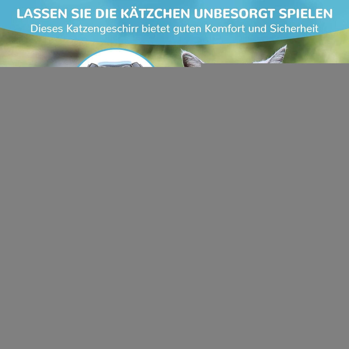 Ausbruchsicheres Katzengeschirr mit Leine, Grau L