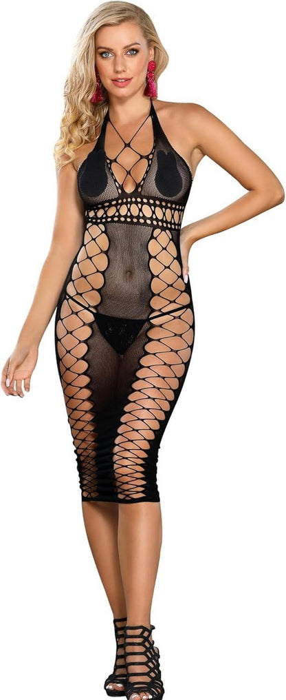 Sexy Spitzen-Negligee Große Größen Dessous Schwarz