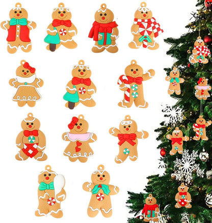 Weihnachtsbaumschmuck Lebkuchenmann Anhänger 12er Set Goldband