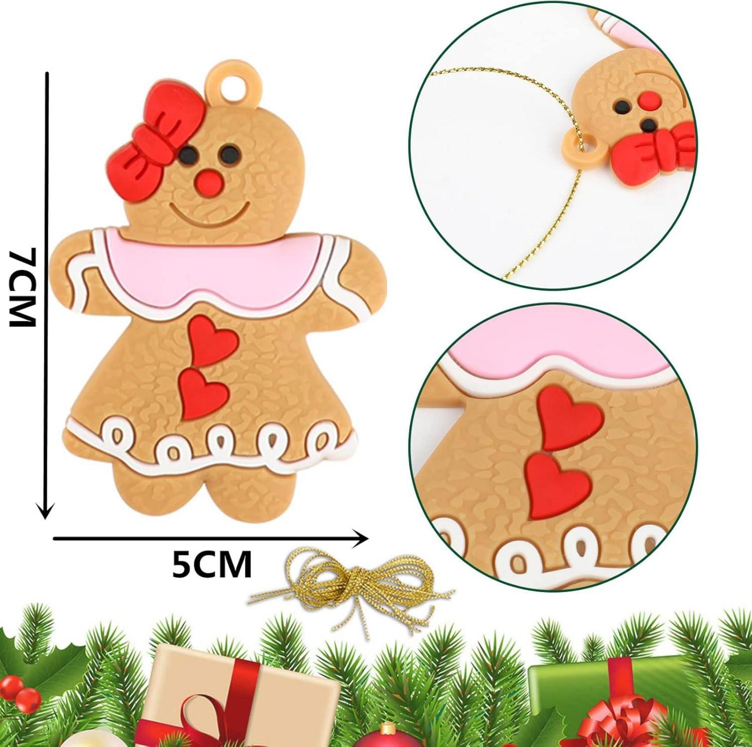 Surflyee Lebkuchenmann Christbaumanhänger, 12er Set mit