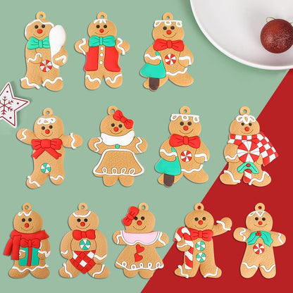 Weihnachtsbaumschmuck Lebkuchenmann Anhänger 12er Set Goldband