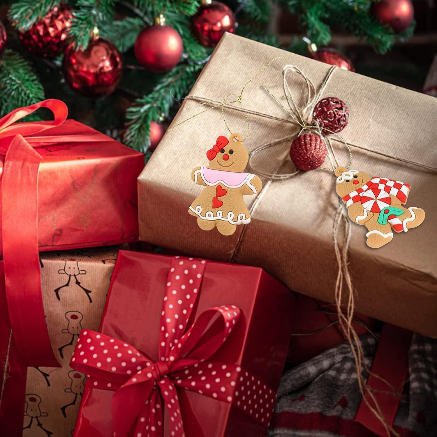 Lebkuchenmann Weihnachtsbaumschmuck 12 Stück Goldfaden Christbaumanhänger