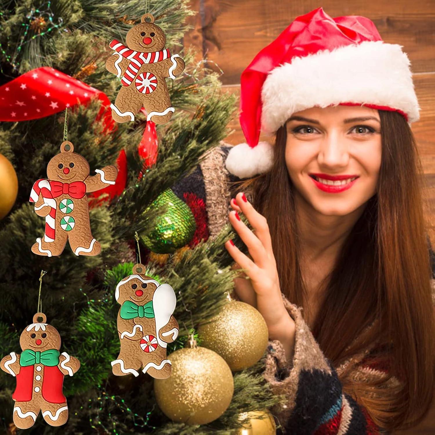 Weihnachtsbaumschmuck Lebkuchenmännchen goldener Faden 12er Set