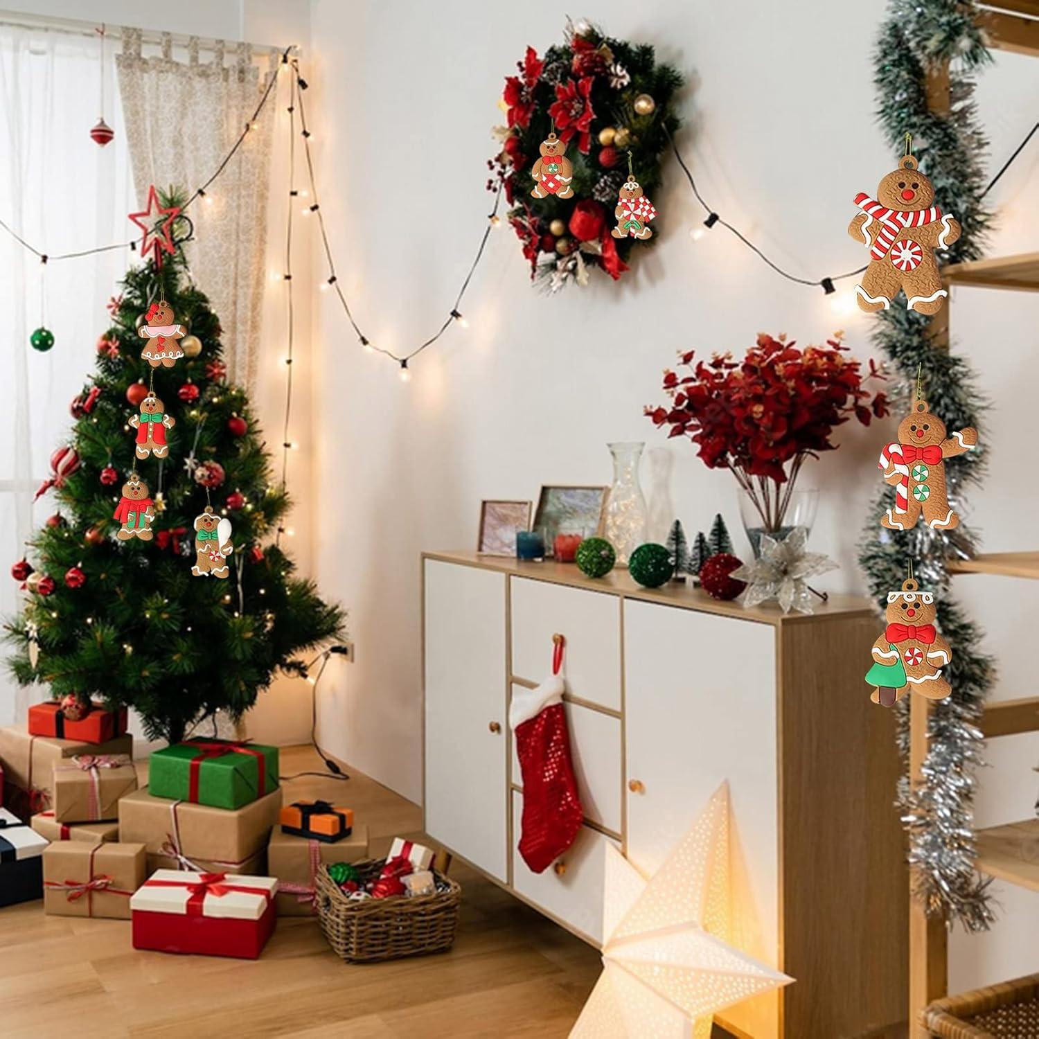 Lebkuchenmann Weihnachtsbaumschmuck 12 Stück Goldfaden Christbaumanhänger