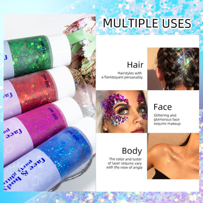Glitter Gel Sequin Shimmer Body Face Hair Makeup Holographic Powder