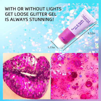 Glitter Gel Sequins Shimmer Liquid Eyeshadow Face Body Hair Nails Holographic