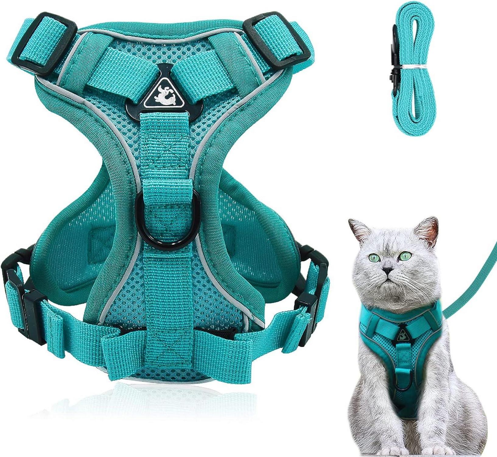 Verstellbares Katzengeschirr mit Leine Set Blauer See M