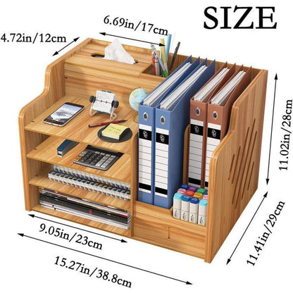 Holz Schreibtisch Organizer – A4 Papier & Büro Aufbewahrung