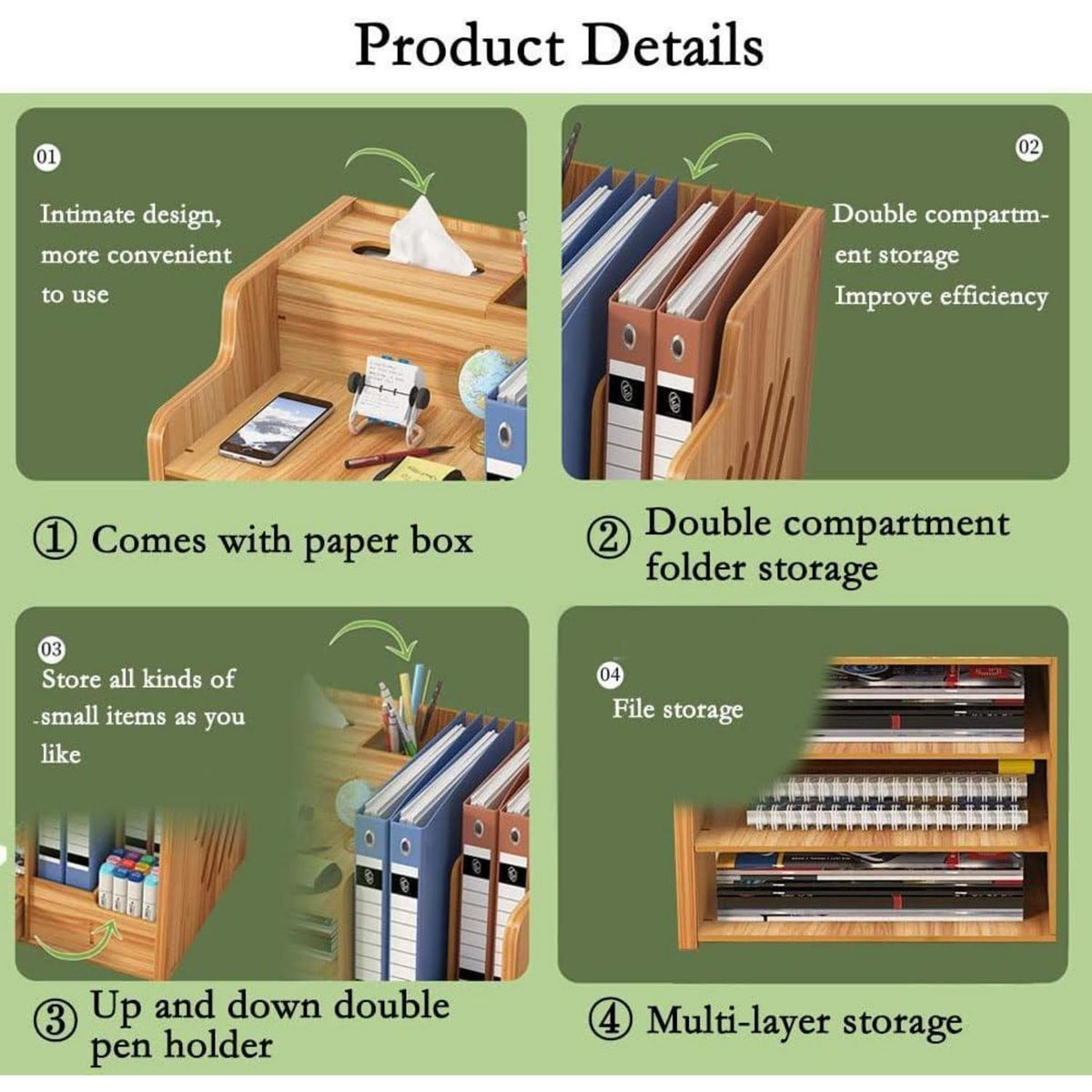 Holz Schreibtisch Organizer – A4 Papier & Büro Aufbewahrung