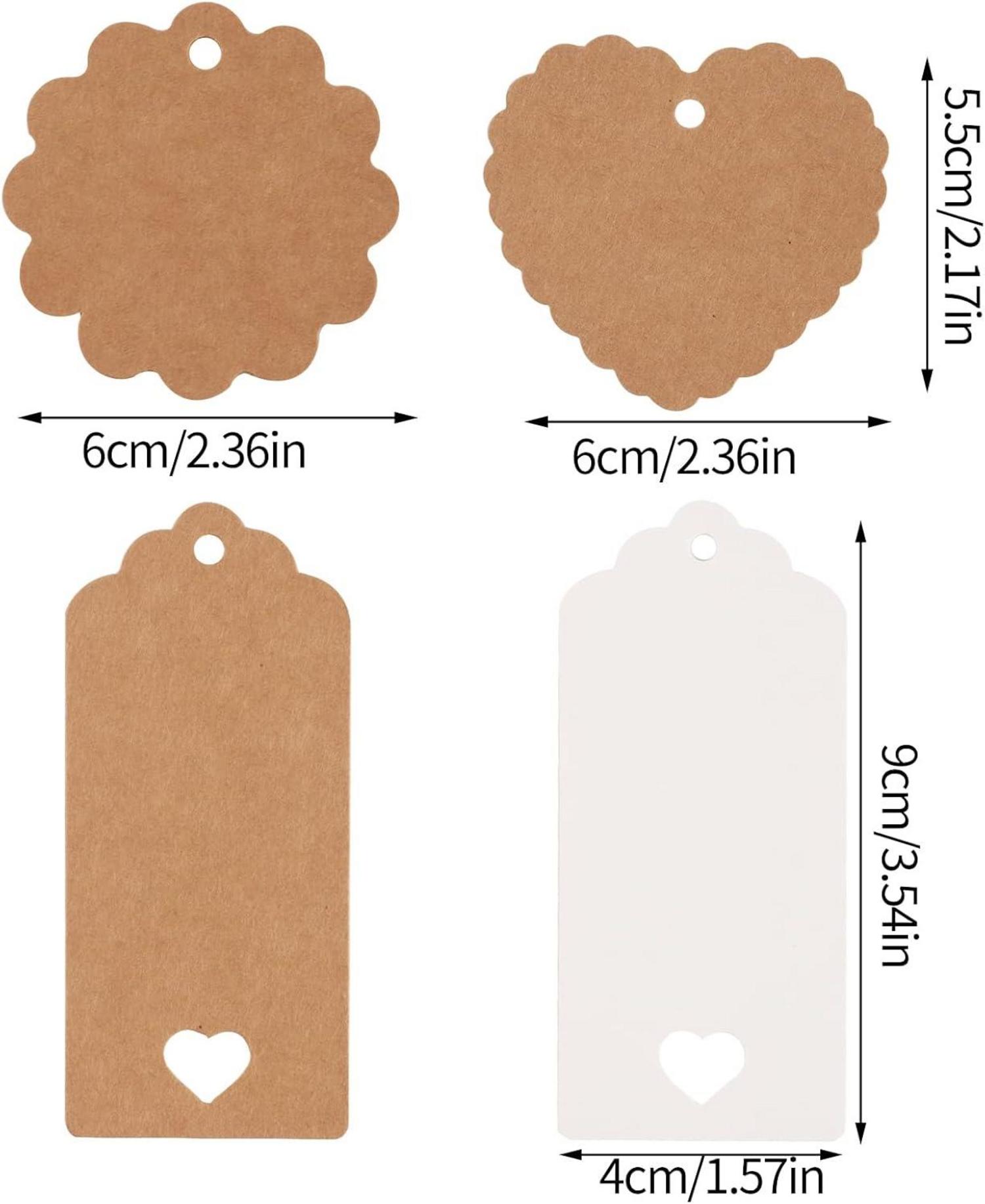 100 Stück Geschenkanhänger Kraftpapier mit Jute Schnur