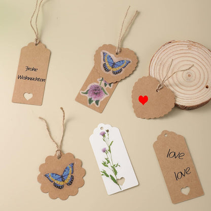 100 Stück Geschenkanhänger Kraftpapier Anhänger mit Juteschnur Handmade Label
