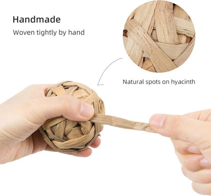 8er Set Naturbälle für Kleintiere Heu Gras Maisball Rattanball