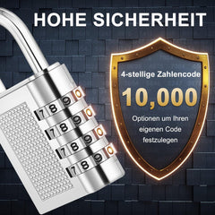 Zahlenschloss Vorhängeschloss 4 Stellig wetterfest, für
