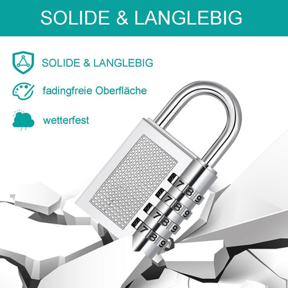 ZHEGE 4-Stelliges Zahlenschloss, Vorhängeschloss 2er Set Silber