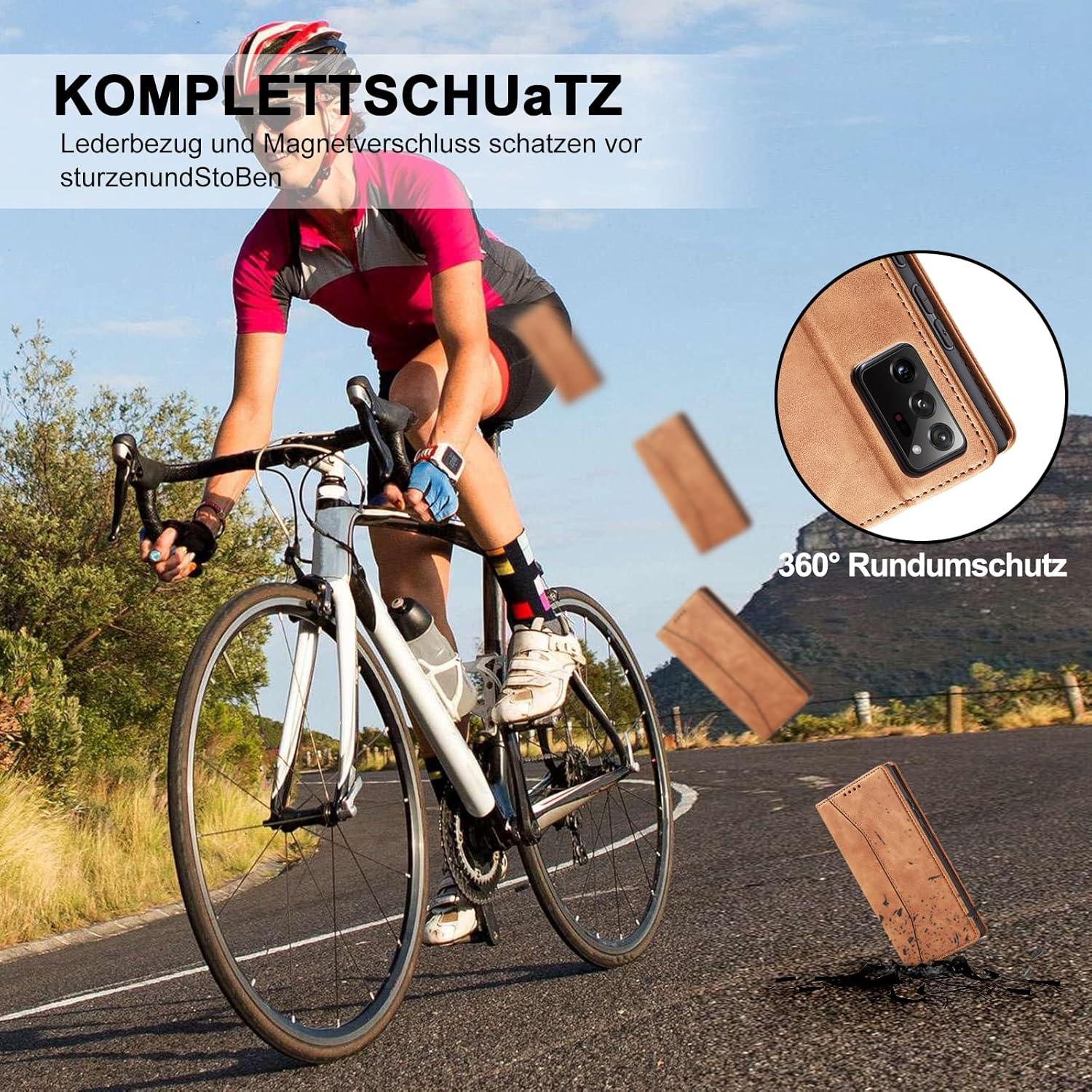 Kompatibel mit Xiaomi Redmi Note 10 4G Lederhülle Braun Magnet