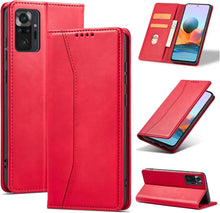 Hülle Leder Xiaomi Redmi Note 10 Pro Kartenfach Rot