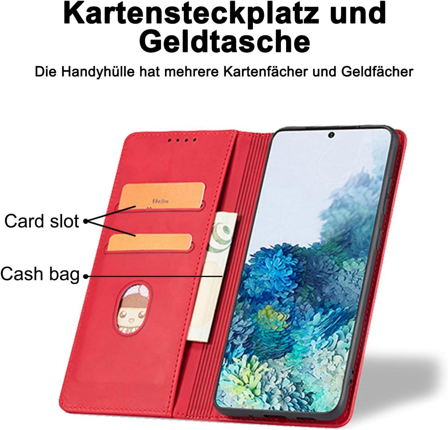 Hülle Leder Xiaomi Redmi Note 10 Pro Kartenfach Rot