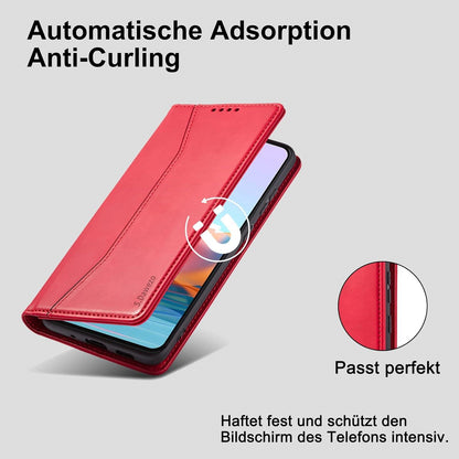 Xiaomi Redmi Note 10 Pro Hülle Leder Kartenfach Rot