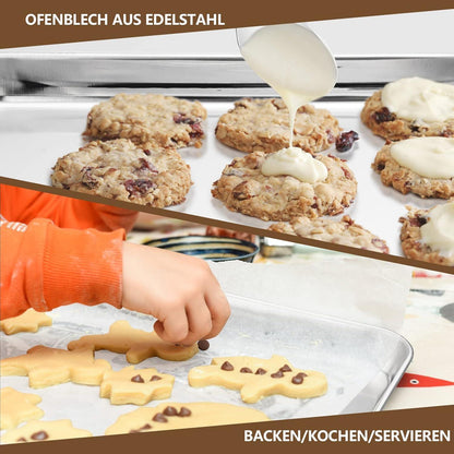 Edelstahl Backblech 2er Set, Spülmaschinenfest, 31,4x24,6cm