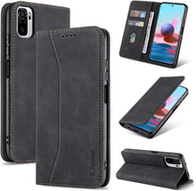Xiaomi Redmi Note 10 4G Hülle Leder Kartenfach Standfunktion Schwarz