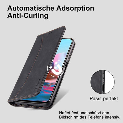 Hülle für Xiaomi Redmi Note 10 4G mit Kartenfach und Standfunktion - Schwarz