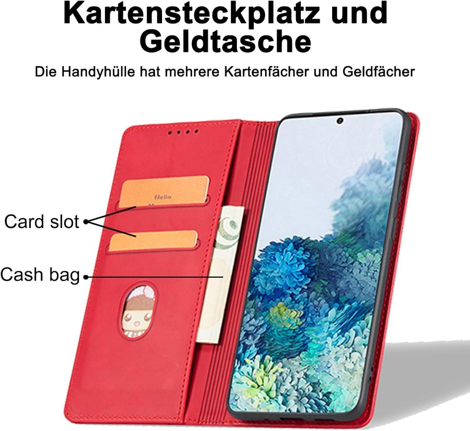 Schutzhülle mit Kartenfach für Xiaomi Redmi Note 10 4G in Rot
