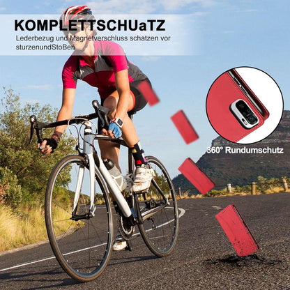 Kompatibel mit Xiaomi Redmi Note 10 4G Leder Hülle - Rot