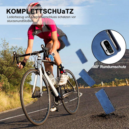 Kompatible Xiaomi Redmi Note 10 4G Hülle Leder Magnet Klapphülle Blau