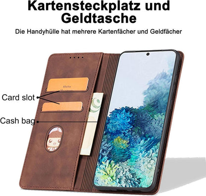 Hülle mit Kartenfach für Xiaomi Redmi Note 10 4G, Klapphülle-Kaffee
